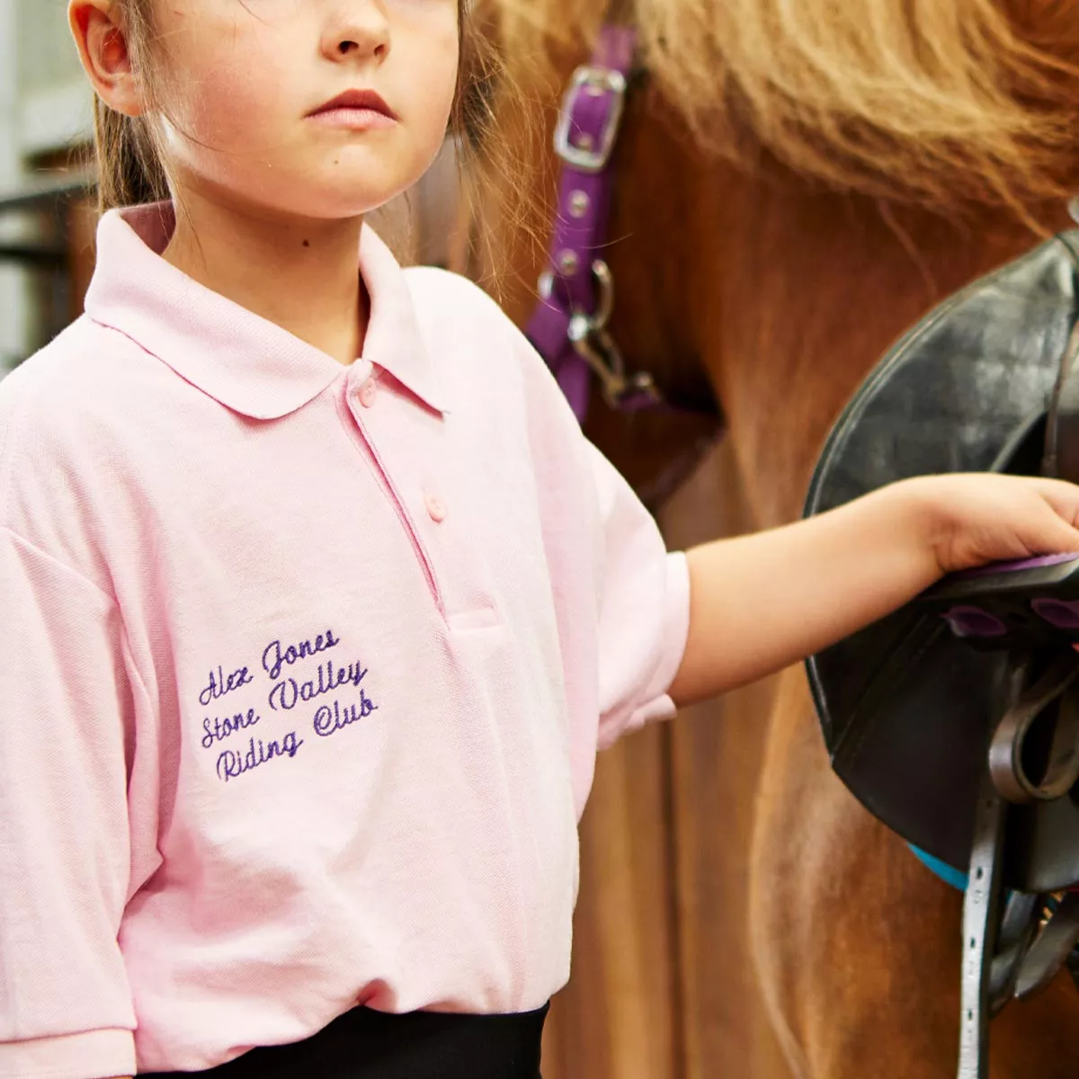 Personalised Kids Embroidered Polo Shirt Baby Pink